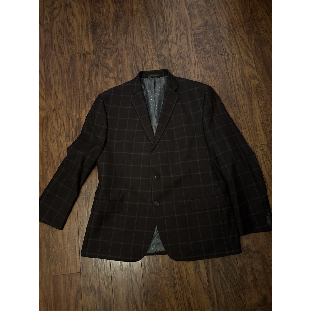 Collection by michael strahan plaid sports coat size 46 R Brown/Bk Plaid